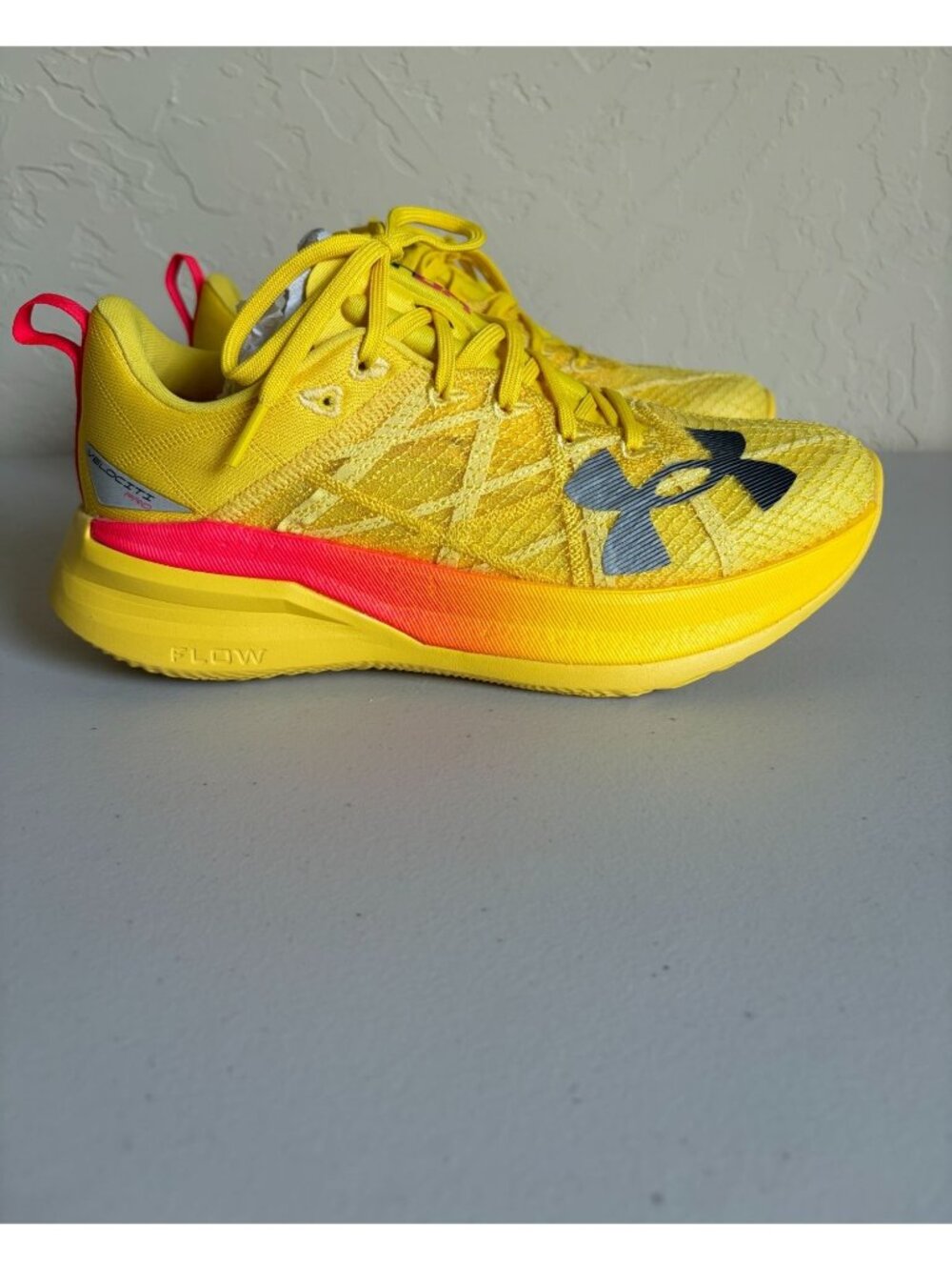Rare Under Armour Flow Velociti Elite 2 Streetcar Taxi Yellow Red Men's US 8